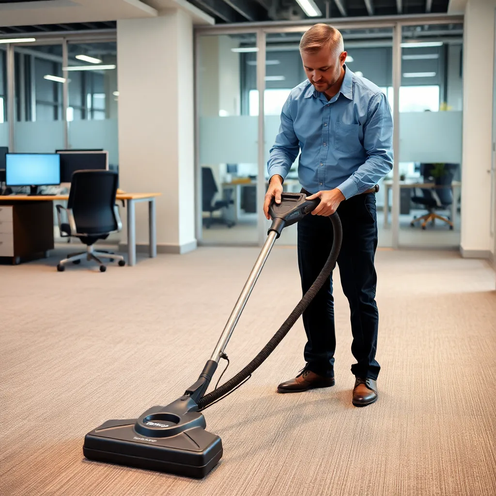 A professional cleaner using specialized equipment to clean air ducts