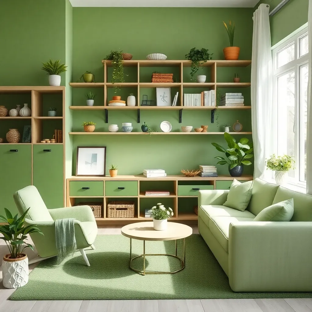 Organized home with green color scheme
